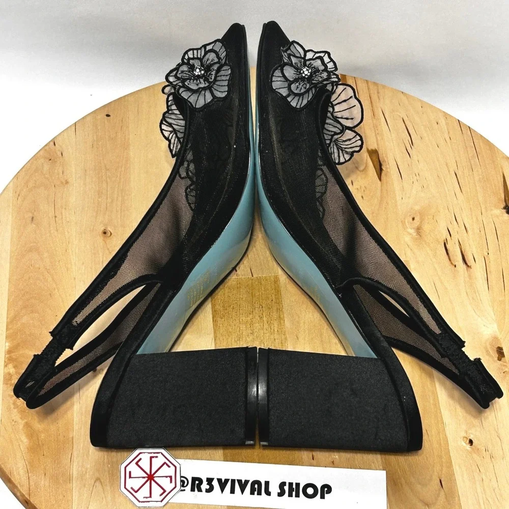 Betsey Johnson Women's Black Petra Slingback Pointed Toe Pump - Size 11M